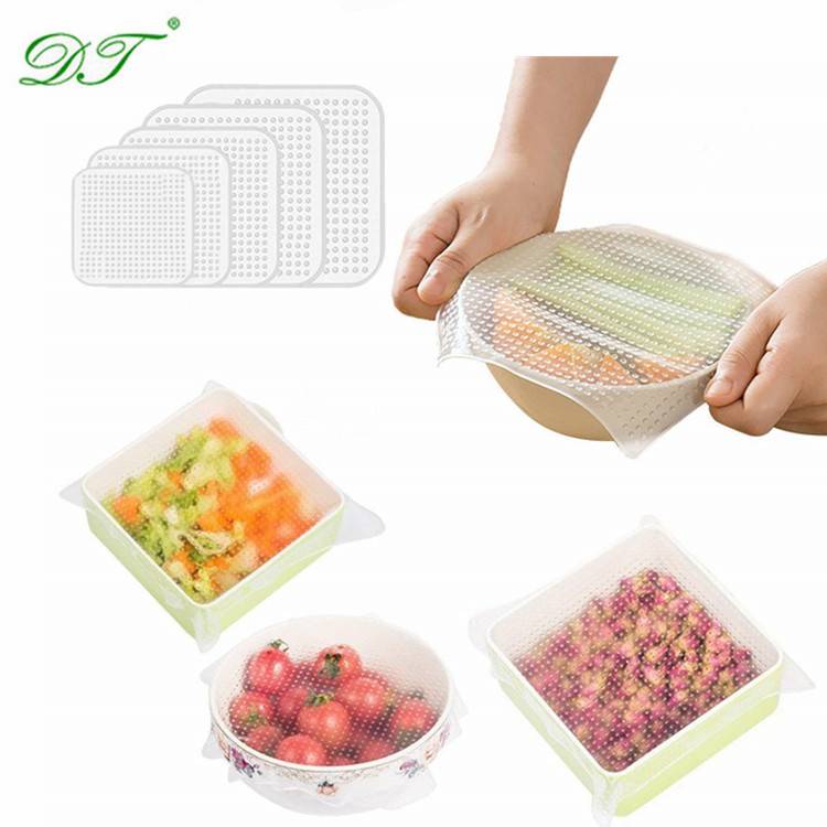 Food Grade 4 Pack Reusable Silicone Food Wraps